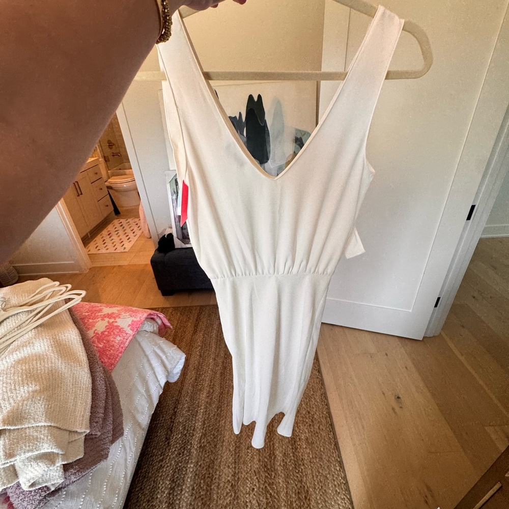 Amanda Uprichard White Sheath Midi Dress V-Neck Sleeveless
